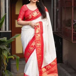 Vidula Fashion Checked Zari Banarasi Saree image 2