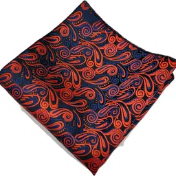 VOICI Men's Paisley Red & Blue Color Pocket Square Cravat image 4