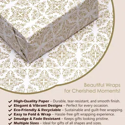 kosy Golden Print Gift Wrapping Paper Sheet | 75*50cm Pack of 10 Pcs | Best for Birthday, Home Decor & Gifts Packing. Paper Gift Wrapper image 3
