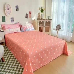 JC HOME Pink & White Cartoon Characters Polycotton 3 Piece Single Regular Bedding Set image 5