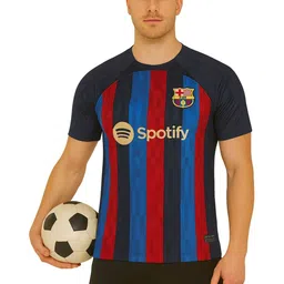 dostitch Men Barcelona Lionel Messi Striped Dri-FIT T-shirt-picture-14