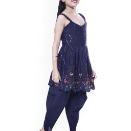 BAESD Girls Ethnic Motifs Embroidered Regular Sequinned Kurta with Dhoti Pants image 4