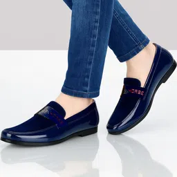 Blue Horse Blue Patent Leather Casual Shoes-picture-15
