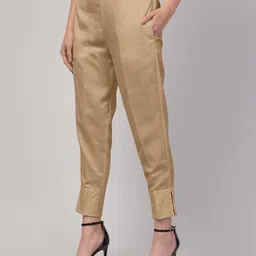 FLOREOS Women Textured Embroidered Comfort Easy Wash Trousers image 4