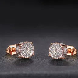 Peora Rose Gold Plated Cubic Zirconia Studded Circular Studs-image-10
