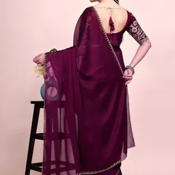 Zeenat Duniya Embroidered Pure Chiffon Saree image 3