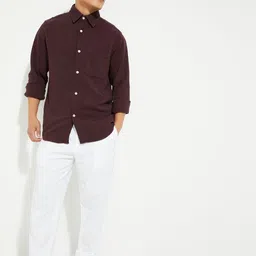 max Men Textured Spread Collar Pure Cotton Casual Shirt-image-28