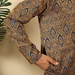 KRAFT INDIA Men Ethnic Motifs Woven Design Kurta With Dhoti Pants image 5