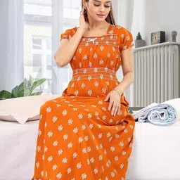 NIGHTY KING Floral Printed Pure Cotton Maxi Nightdress-picture-22