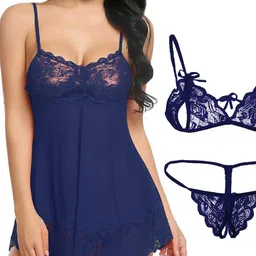 GuSo Shopee Women Blue Nylon Baby Dolls-picture-21