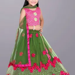 BAESD Girls Embroidered Thread Work Ready to Wear Lehenga & Blouse With Dupatta image 5