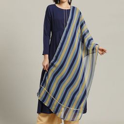 Anouk Rustic Round Neck Zari Anarkali Kurta With Georgette Dupatta-picture-12