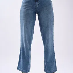 Kraus Jeans Women Wide Leg Mid-Rise Light Fade Jeans-image-55