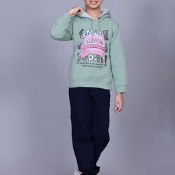 Come In Kids Girls Graphic Printed Long Sleeve Hooded Cotton Sweatshirt-image-2
