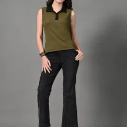 The Roadster Lifestyle Co Shirt Collar Sleeveless Top-image-85