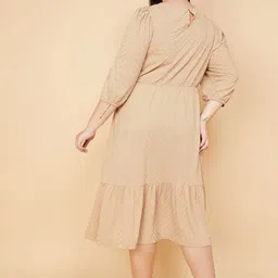 max Self Design Round Neck Puff Sleeve Flounce Cotton Fit & Flare Midi Dress image 2