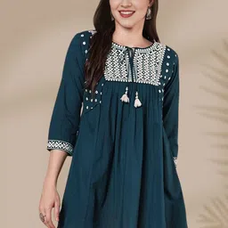 all about you Embroidered Tie-Up Neck Ethnic Top-picture-14