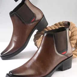 HERE&NOW Men PU Pointed Toe Chelsea Boots image 1