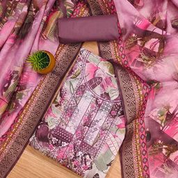 SHADOW & SAINING Floral Printed Thread Work Silk Georgette Unstitched Dress Material-picture-28
