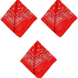 PAROPKAR Bandanas 22 X 22 Inch 100% Cotton Novelty Double Sided Print Paisley Cowboy Bandana Party Favor Scarf Headband Handkerchiefs ["Red"] Handkerchief-image-18