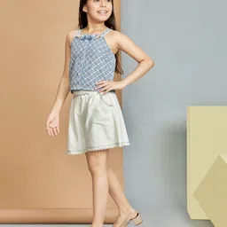 Peppermint Girls Self Design Sleeveless Top With Shorts image 5