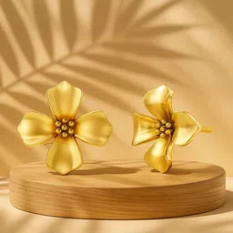 KISNA DIAMOND AND GOLD JEWELLERY Women 18Kt Flora Earrings Gold - 2.84g-image-13