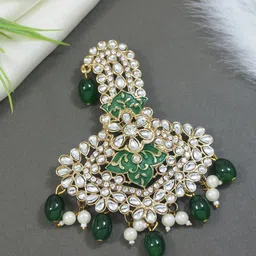 I Jewels Gold Plated Kundan Safa Kalangi Brooch image 1