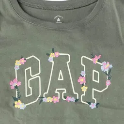 GAP Girls Logo Printed Pure Cotton Relaxed-Fit Round Neck T-Shirt image 2
