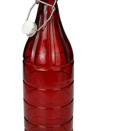 1ST TIME Red & Transparent Glass Solid Water Bottle image 2