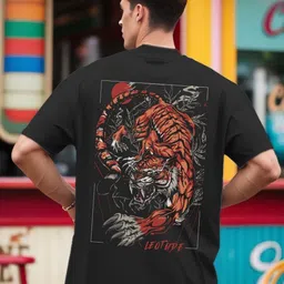 Leotude Men Graphic Printed Round Neck Oversized T-shirt image 2