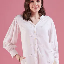 dressberry Women Regular Fit Floral Print Mandarin Collar Casual Shirt-picture-11