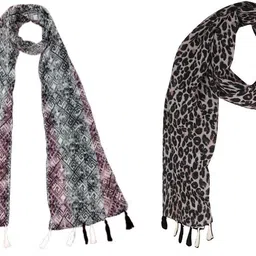 xmsfashion Printed Chiffon Women Multicolor Scarf, Stole, Fancy Scarf-picture-36