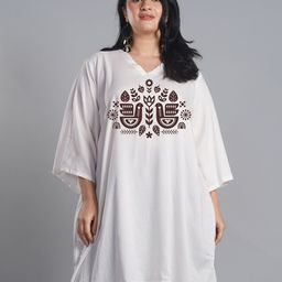 LetsDressUp Plus Size Ethnic Motif Printed V-Neck Three-Quarter Flared Sleeves Kurta-picture-6