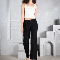 ok mart Women Loose Fit High Rise Black Jeans image 4