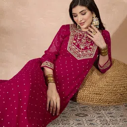 tasrika Embroidered Georgette Stitched Flared/A-line Gown-picture-28