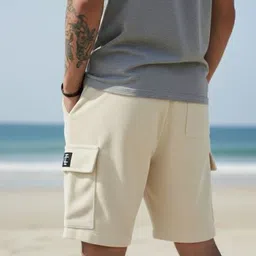 indiclub Self Design Men Beige Regular Shorts image 2