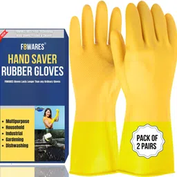 f8wares Reusable and Washable Dish washing / Kitchen / Industrial / Gardening Rubber Latex Hand Cleaning Gloves For Men Women 12 Inches Long Wet and Dry Glove Set-picture-20
