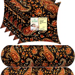 actos Microfibre Bolster Pack of 7 Floral Combo Set Of 5 Cushion And 2-picture-11