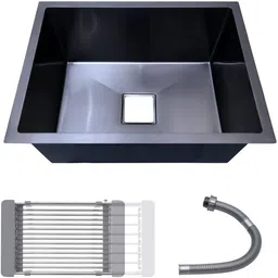 venus 24" X 18" X 10" BLACK 304 GRADE BLACK MATT 24"X18" X10" BLACK Handmade Kitchen Sink 304 MATT 056 Vessel Sink image 1