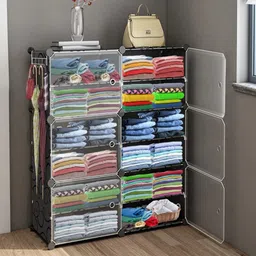 ozoy 12-Shelves-6-Door Shoe, Multipurpose Storage Rack for Home Bedroom Living Room PP Collapsible Wardrobe-picture-17