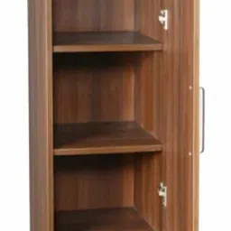 CASPIAN Furniture Light Brown Engineered Wood Single Door Wardrobe/Cupboard with 4 Shelves and 5 compartments | Home Storage Cupboard image 2
