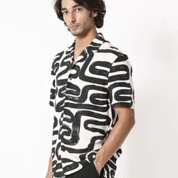 rare rabbit Men Slim Fit Printed Spread Collar Casual Shirt image 1