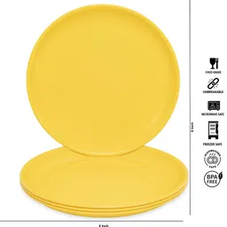 gulaab by gpe Plastic Yellow 4 Round Full Plate, 4 Quarter Plates, 4 Bowls & 4 Spoons| 16 Pieces Dinner Set image 2