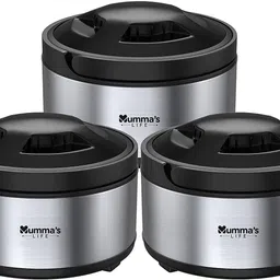 mumma's life Stainless Steel Casserole Pack of 3pcs (2000ml X 3Pcs) Pack of 3 Thermoware Casserole Set-picture-11