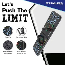 Strauss Multipurpose (16 in 1) function Push Up Board/Bars/Stand with Multiple Modes | Calisthenics,Gym and Excersing Equipment | Chest,Muscle,Triceps,Shoulders Workout | Both for Men and Women, Black image 1