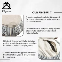 Dhyana Zafu Meditation Cushion - Comfortable & Stylish Jute Design with Customizable Height, Perfect for Stress-Free Meditation & Yoga image 2
