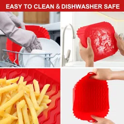 2-Pack Square Silicone Liners for 4-7QT Air Fryers, 8 Inch Silicone Pot Liners - Food Safe, Reusable Air Fryer Accessories image 4