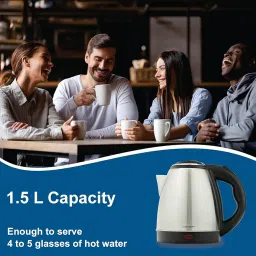 Crompton Insta Delite 1.5L SS Electric Kettle with 1500W power | Stainless steel body | Soft grip handle | LED indicator | 360-degree swivel base | Auto shut-off | Dry Boil Protection image 2
