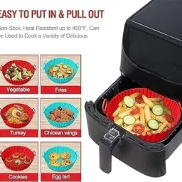 TREASURE ENTERPRISE 6 Pcs Air Fryer Silicone Liners Pot – Reusable Round Non-Stick Baking Tray Insert – Multicolor Heat Resistant Basket for Oven -Air Fryer Accessories -7.5 Inch image 3