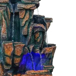 Idalia Homes Multicolor Polyresin Tabletop Designer 3 Step Indoor Water Fountain for Home Decor with LED, Speed Control Pump image 4